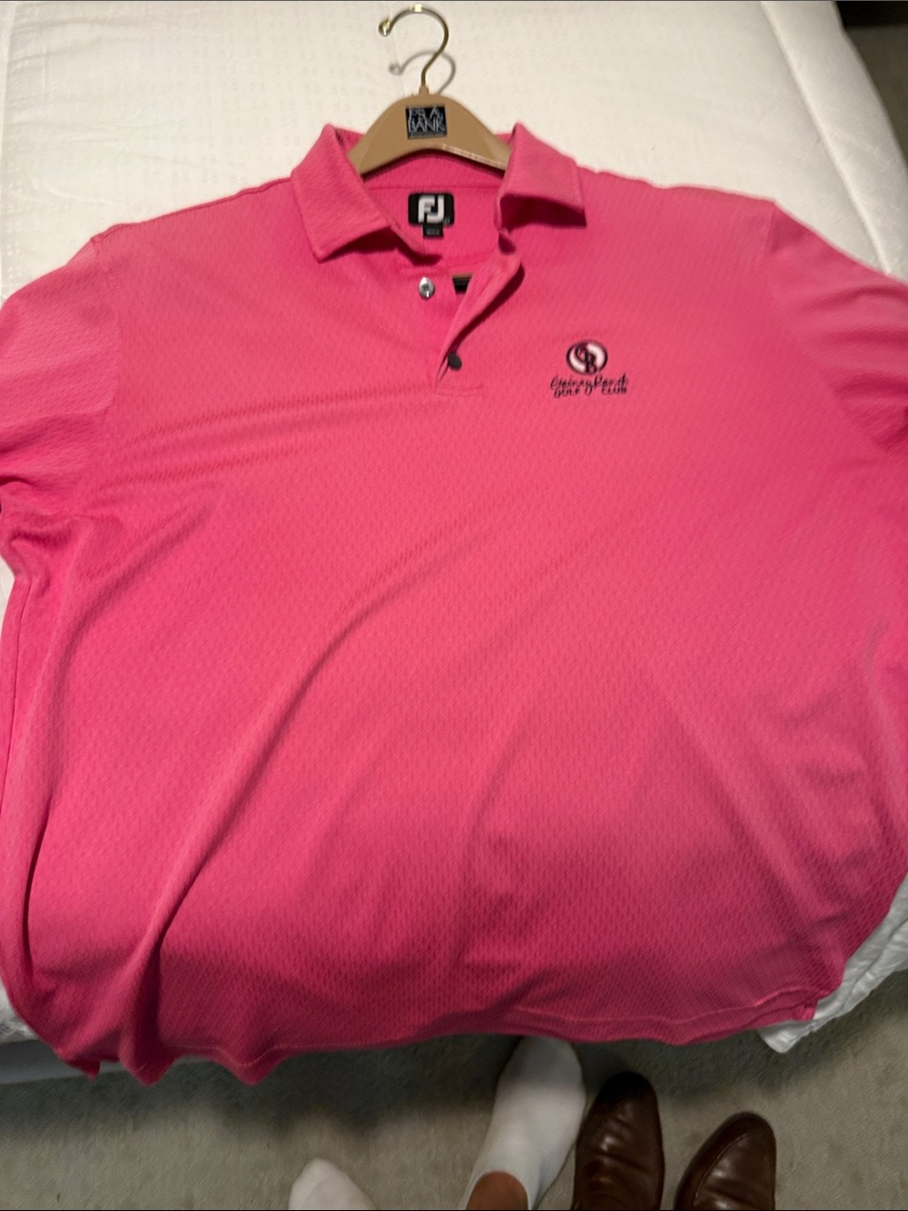 FootJoy Men's Hot Pink Golf Polo with Cherry Oaks Logo